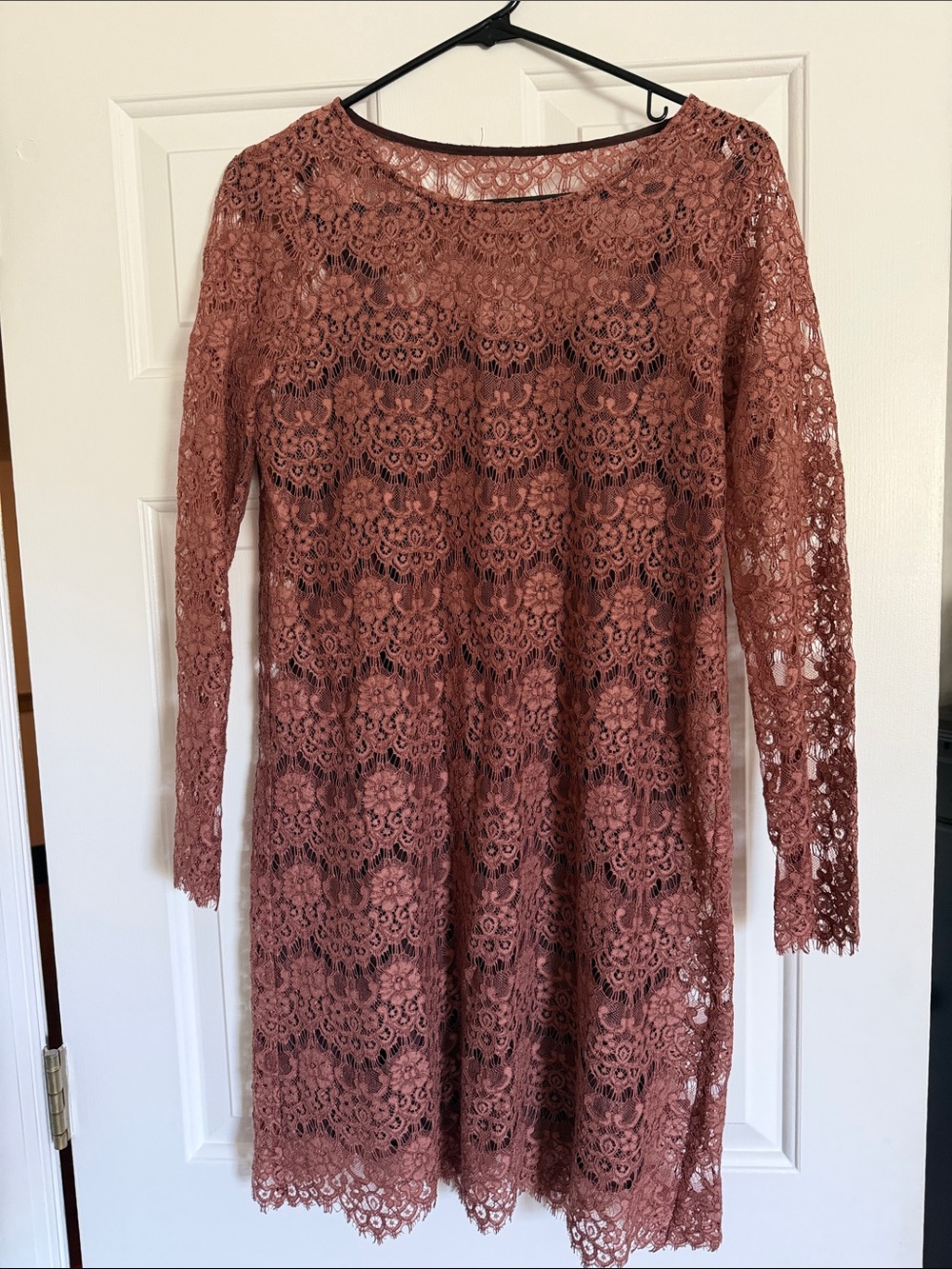 Women's Long Sleeve Lace Dress in brown